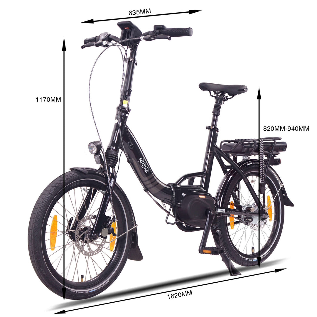 NCM Paris Max N8R Folding E-Bike, 36V 14Ah 540Wh Battery, [Black 20]