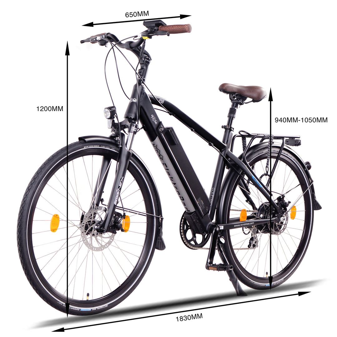 NCM Venice Trekking E-Bike, City-Bike, 250W, 48V 13Ah 624Wh Battery, [Black 28]